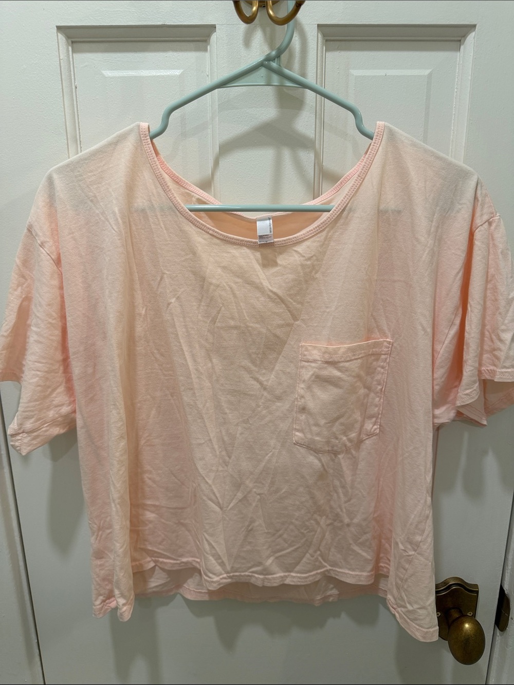 American Apparel Pale Peach Short Sleeve Pocket Tee